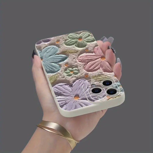 Silicone Pastel Floral Print iPhone Case