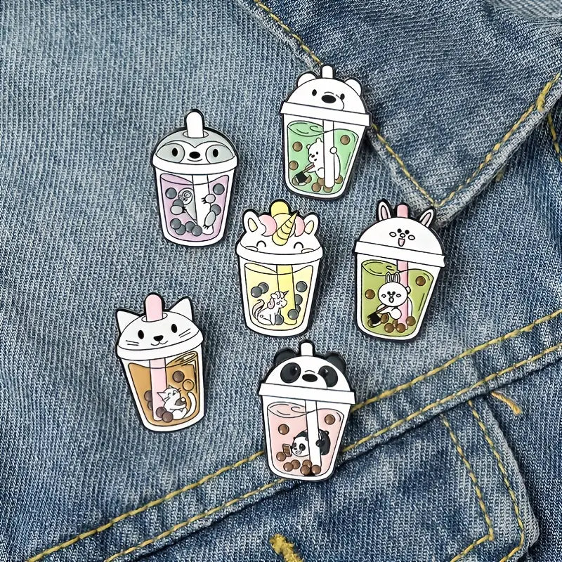 Bubble Tea Characters | Enamel clothing pin