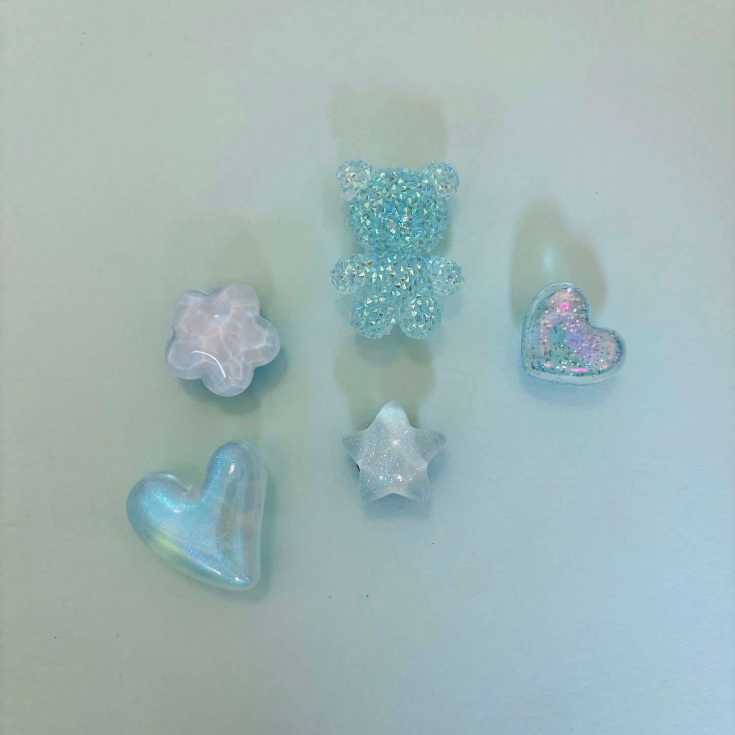 Assorted Blue Shimmer Shoe Charms