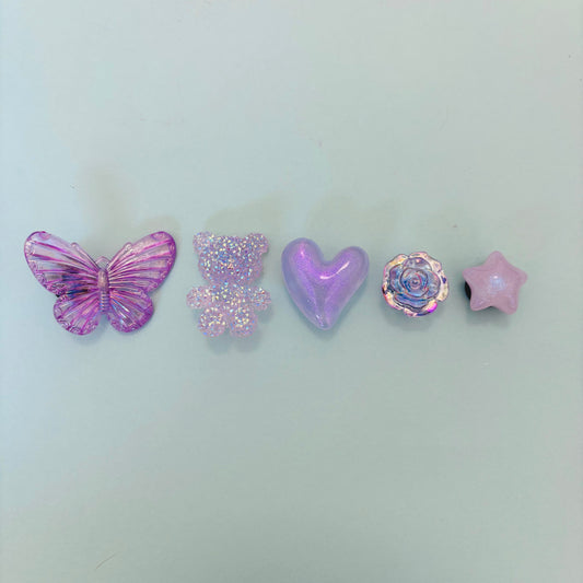 Assorted Purple Shimmer Shoe Charms