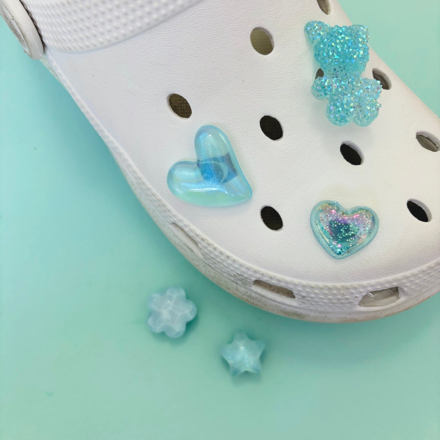 Assorted Blue Shimmer Shoe Charms