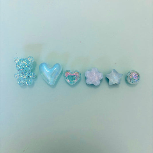 Assorted Blue Shimmer Shoe Charms