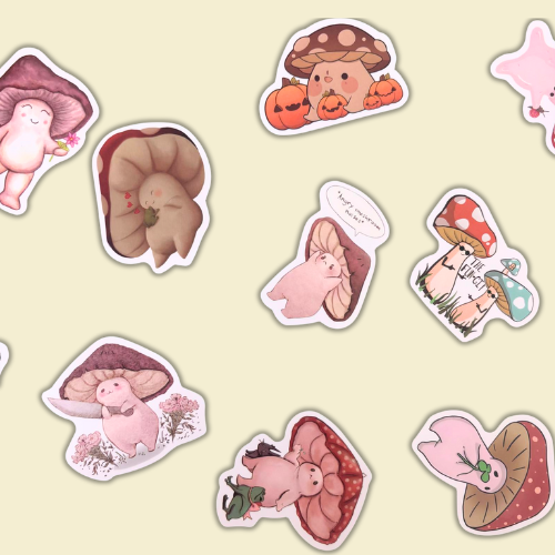 Whimsical Mushroom Sticker Pack – 15 Cottagecore Cuties