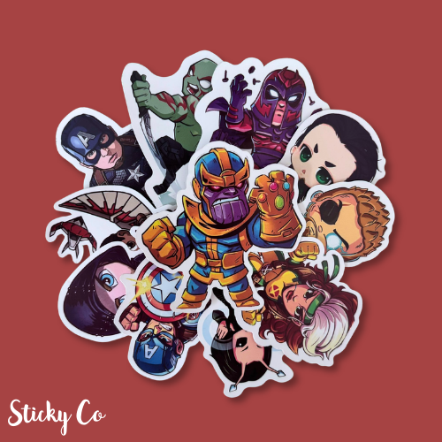 Superhero Character Stickers | Pack of 15