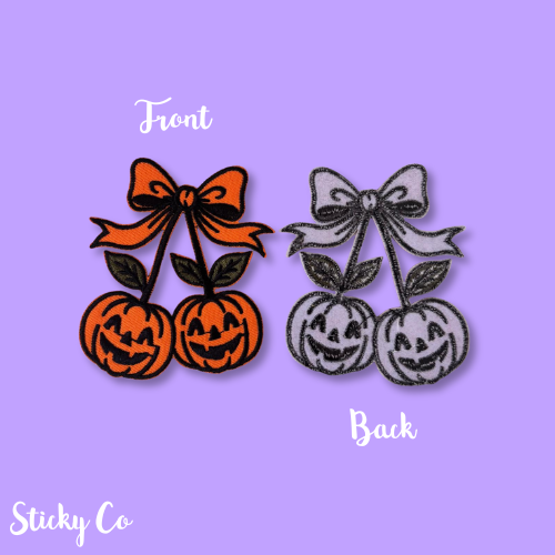 Halloween Pumpkin Bow Iron On Patch – 7.5cm