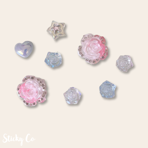 Iridescent Gem & Rose | Shoe Charms