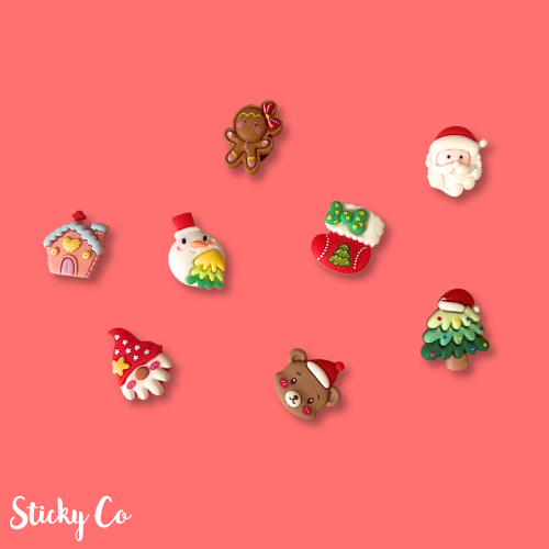 Set of Christmas-themed decorative clog charms