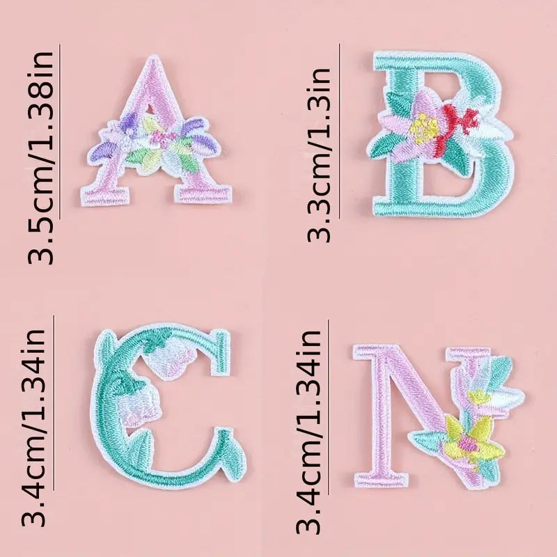 Floral Alphabet Iron-On Patches | A to Z Embroidered Letters