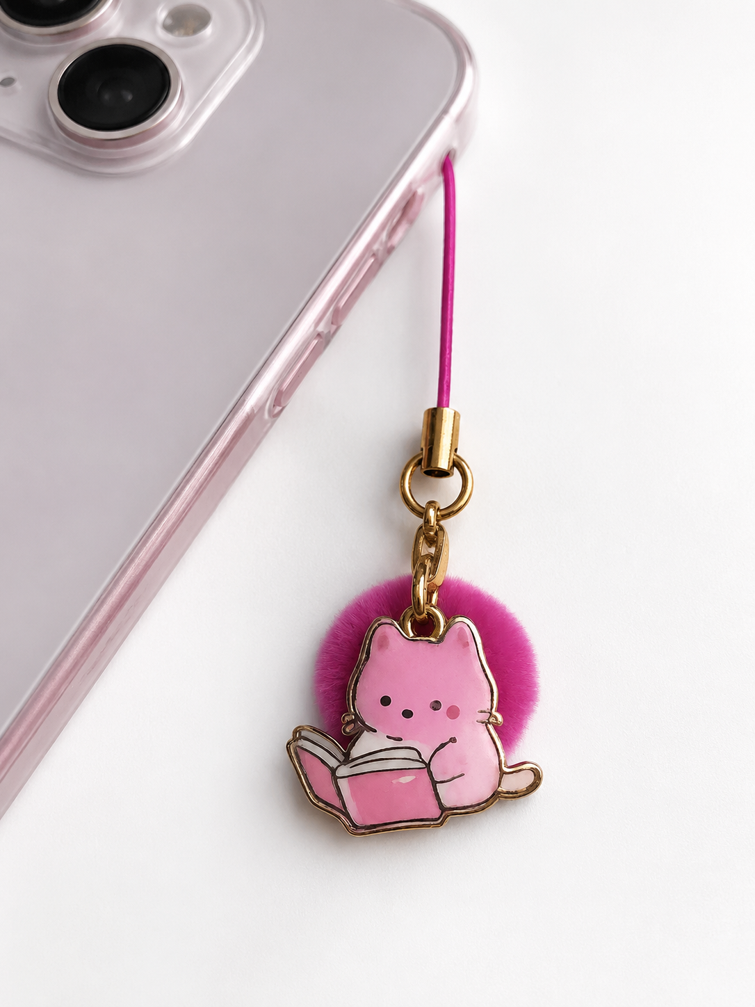Bookish Cat Phone Charm | Cute Reading Kitty Bag & Phone Accessory