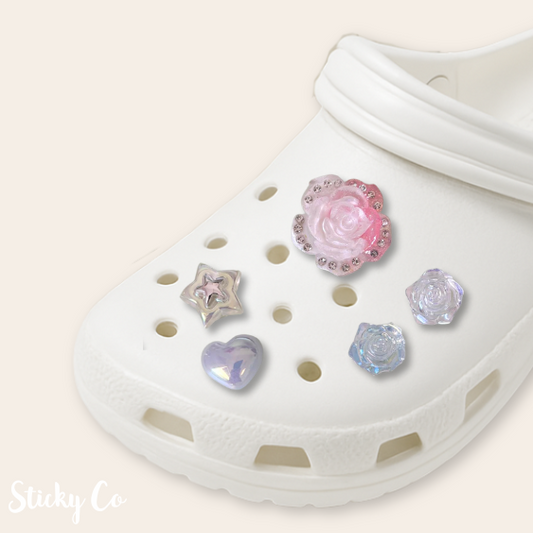 Iridescent Gem & Rose | Shoe Charms