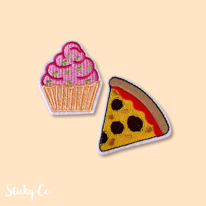 Cupcake & Pizza |  Pair of Iron-on patches