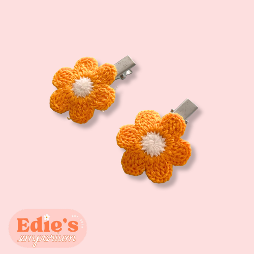 Crochet Flower Hair Clips | 1 x pair