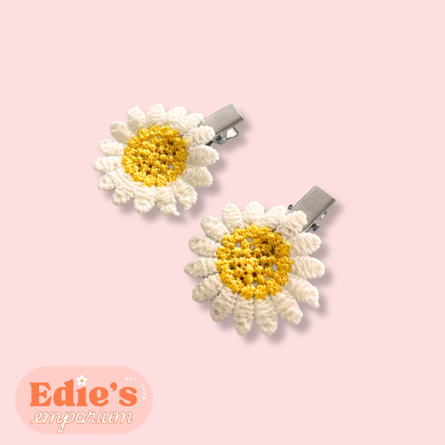 Crochet Daisy Hair Clips | 1 x pair
