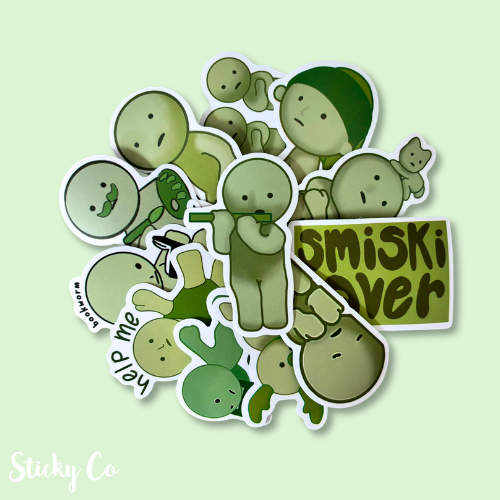 Green Mystery Character Stickers | 15 Pack