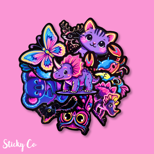 Neon Animal Sticker | Pack of 15