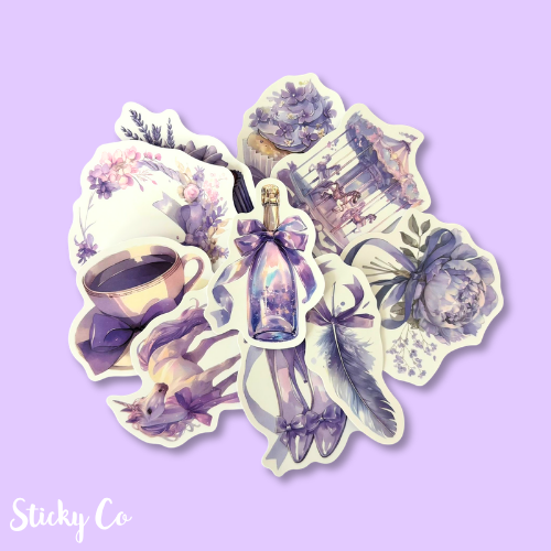 Purple Chic Aesthetic Stickers | Pack of 15