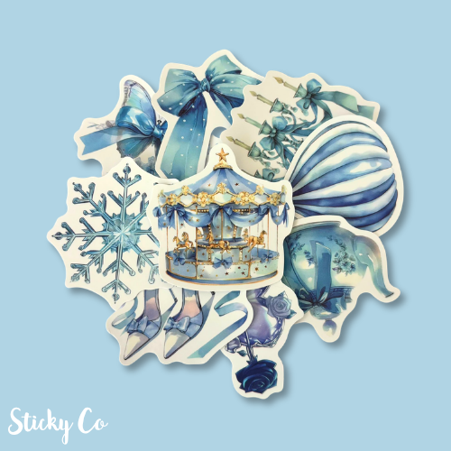 Blue Chic Aesthetic Stickers | Pack of 15